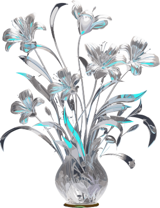 透明金属色花瓶3D模型PNG素材