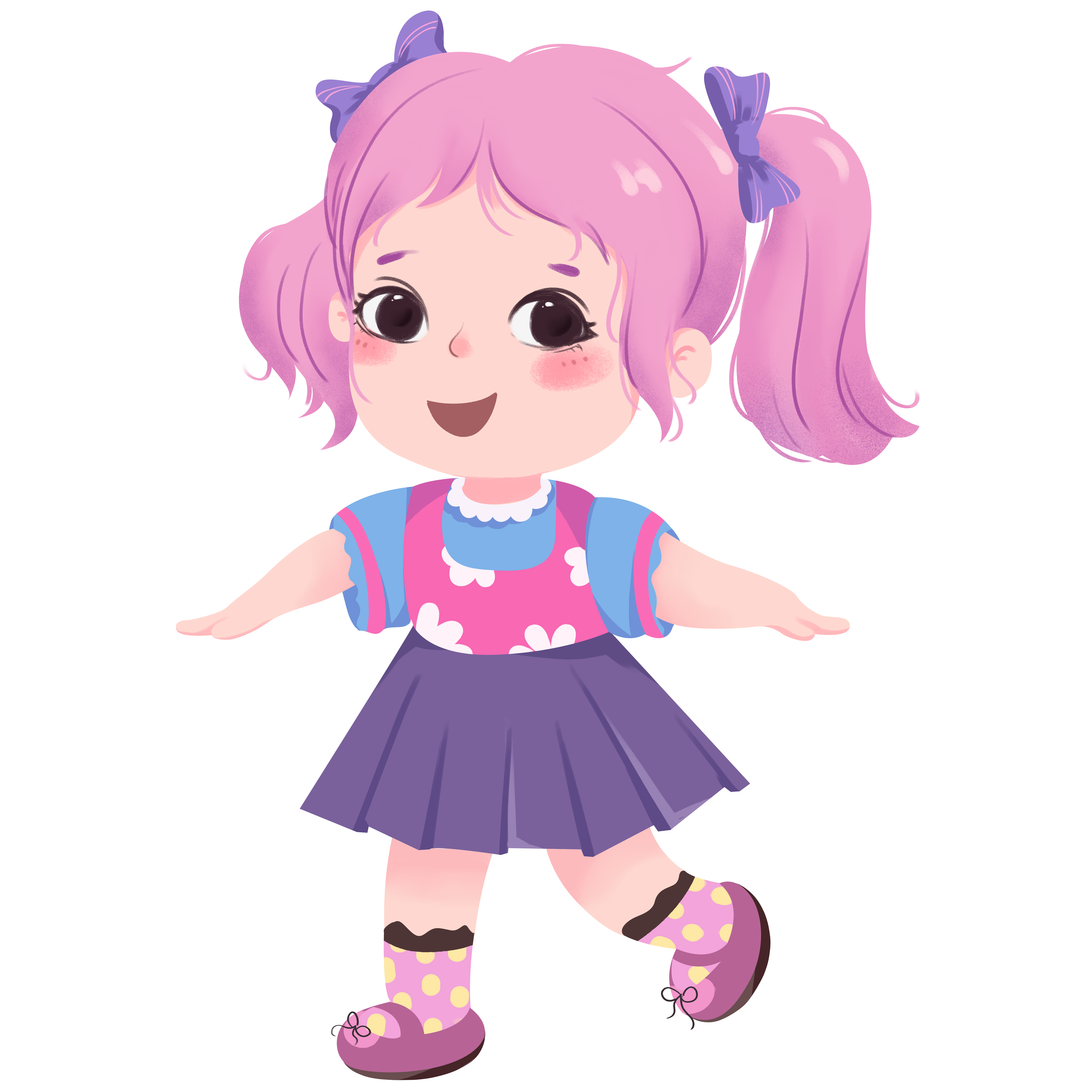 摇扇子的小女孩插画制作步骤