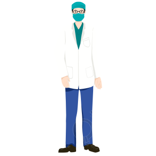 手绘带医用口罩的男医生插画PNG