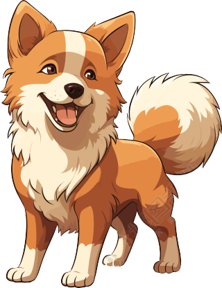 传统风格的卡通犬动态图素材