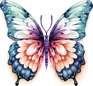 粉彩蝴蝶扁平插画素材