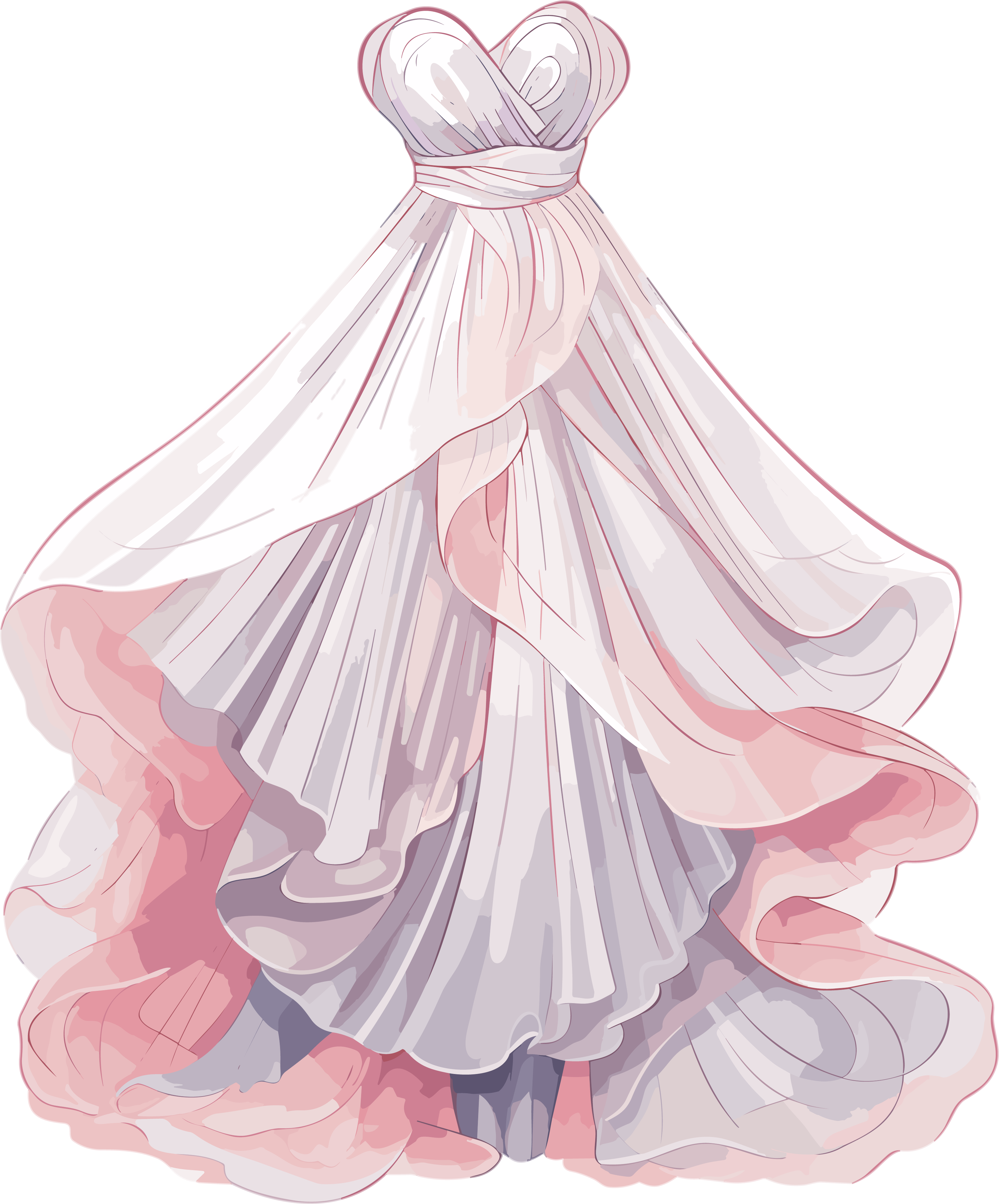 粉色婚纱面纱插画设计素材