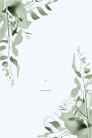 绿色花纹绿意婚礼请柬