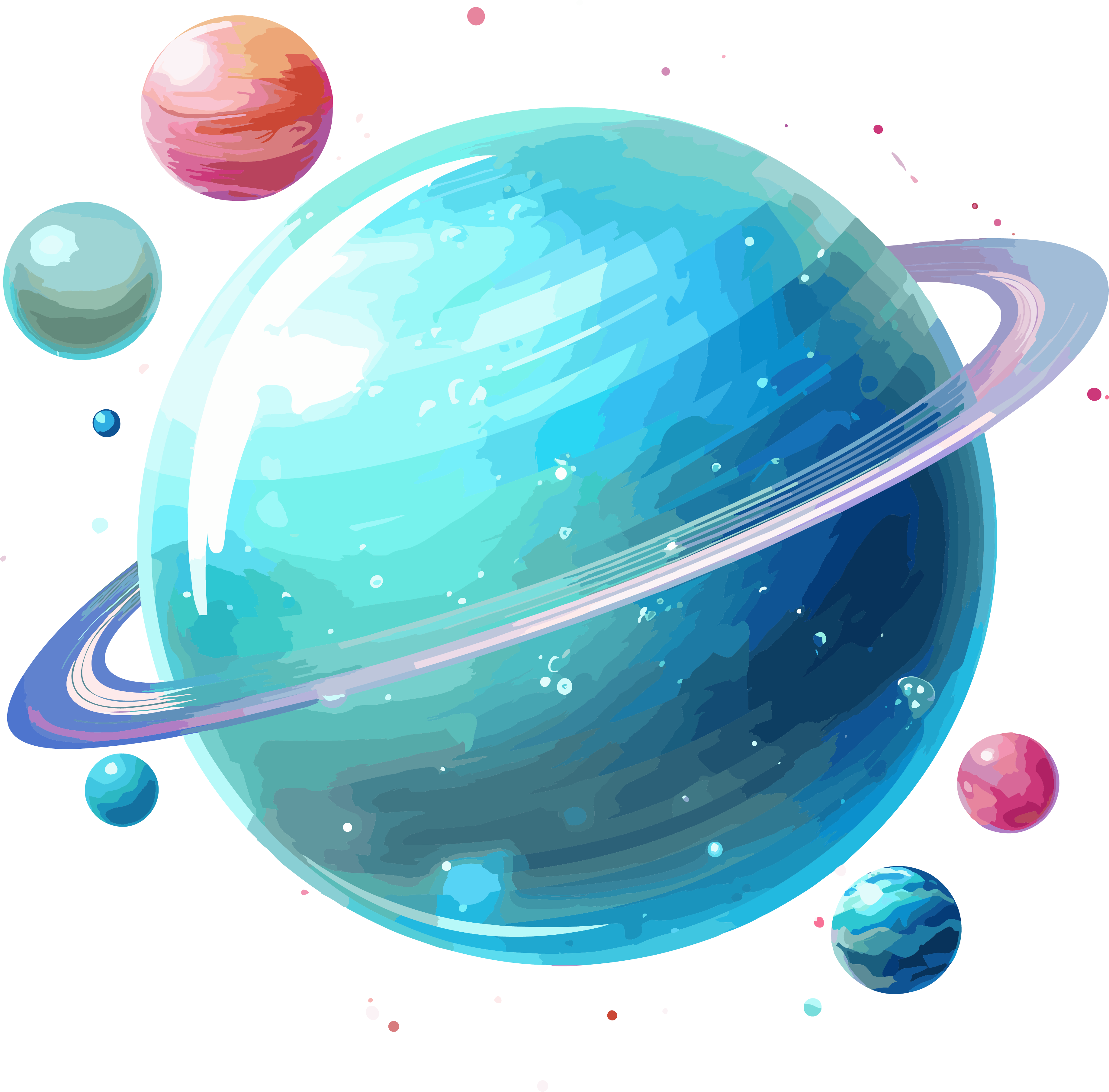 透明背景的矢量地球粉彩扁平插画素材