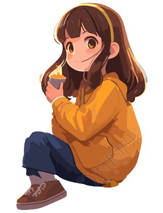 可爱女孩黄色卫衣元素