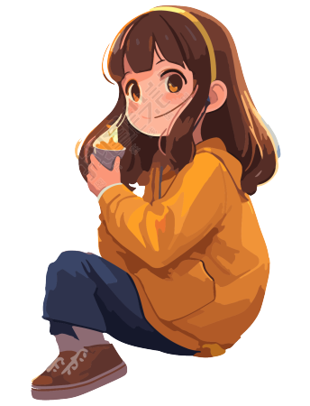 可爱女孩黄色卫衣元素