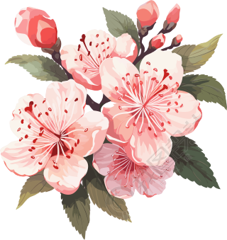 粉色桃花插画设计