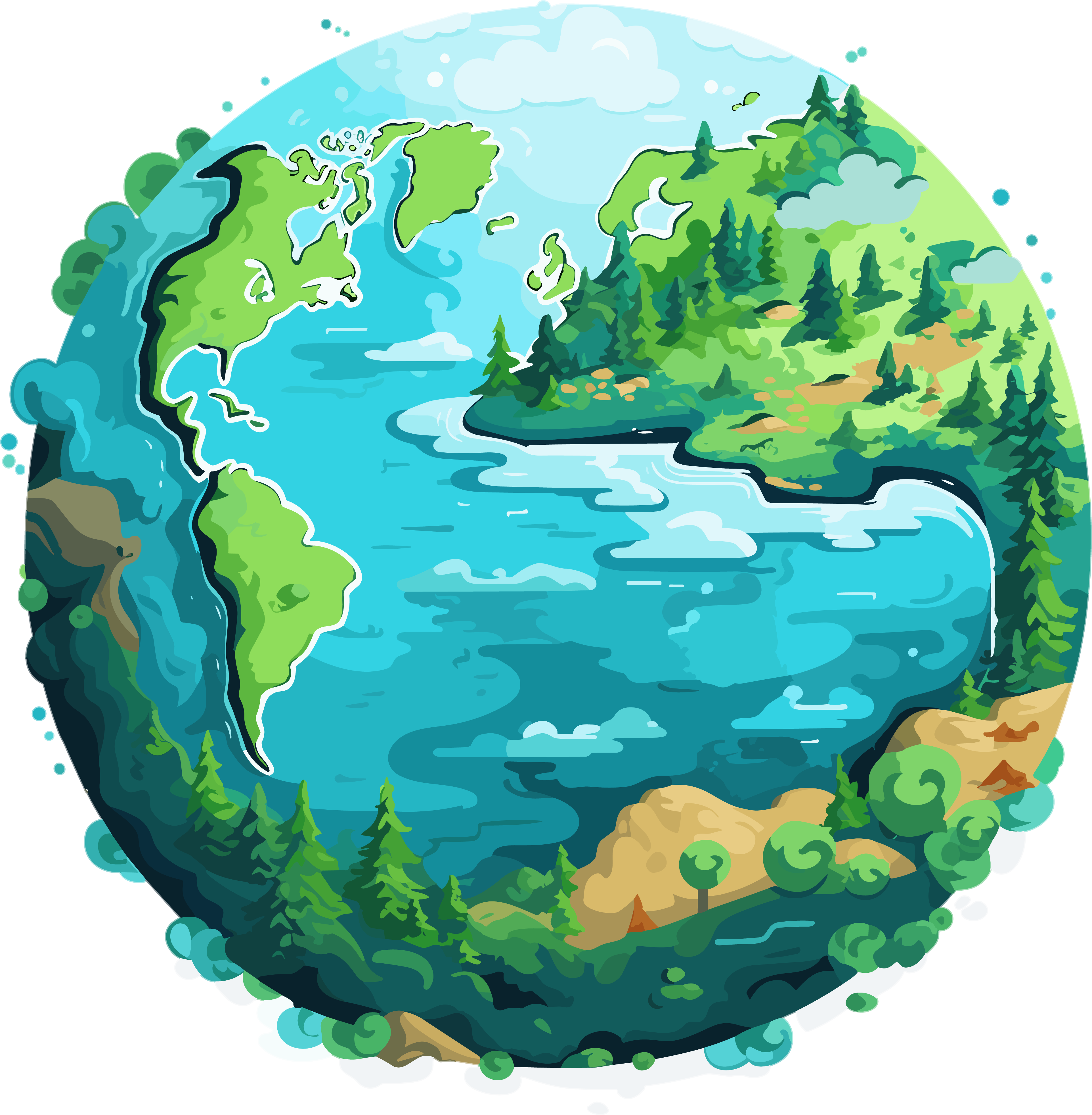 透明背景的绿色地球创意设计元素插画