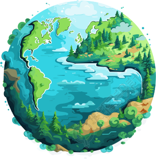透明背景的绿色地球创意设计元素插画