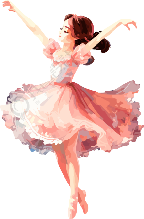 透明背景的少女芭蕾插画素材