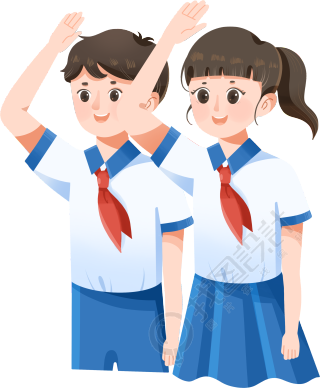 升国旗敬礼的少先队员插画PNG