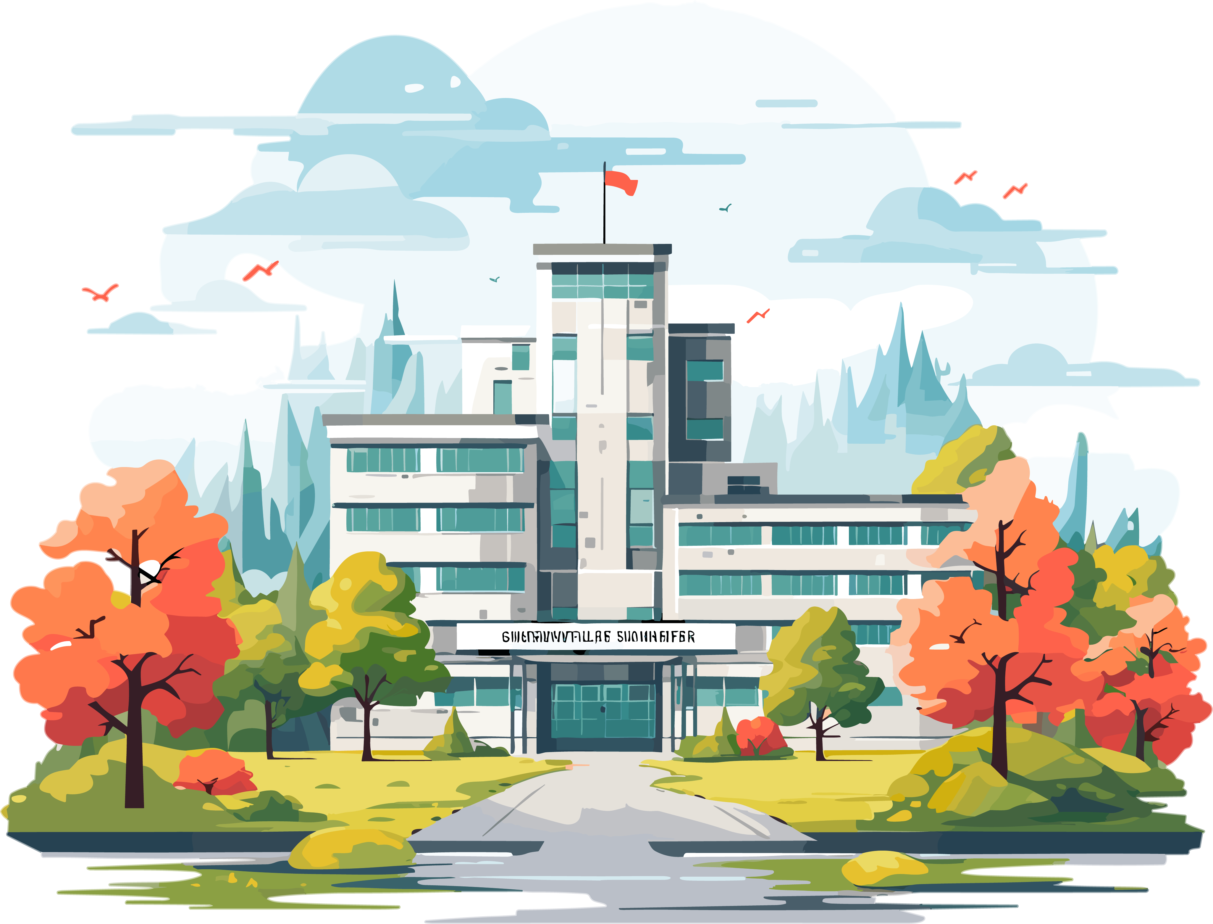 透明背景医院绿植创意设计插图