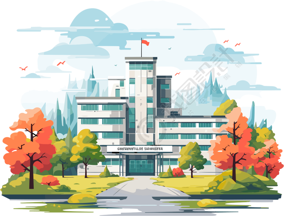 透明背景医院绿植创意设计插图