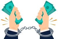 手绘公职人员金钱贿赂被捕廉政插画