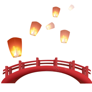 手绘七夕节红色鹊桥商用插画