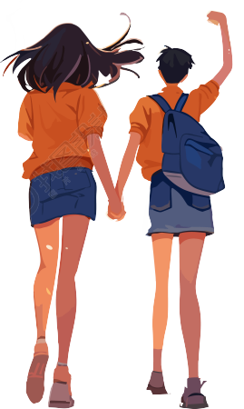 动漫风美少女游轮插画素材