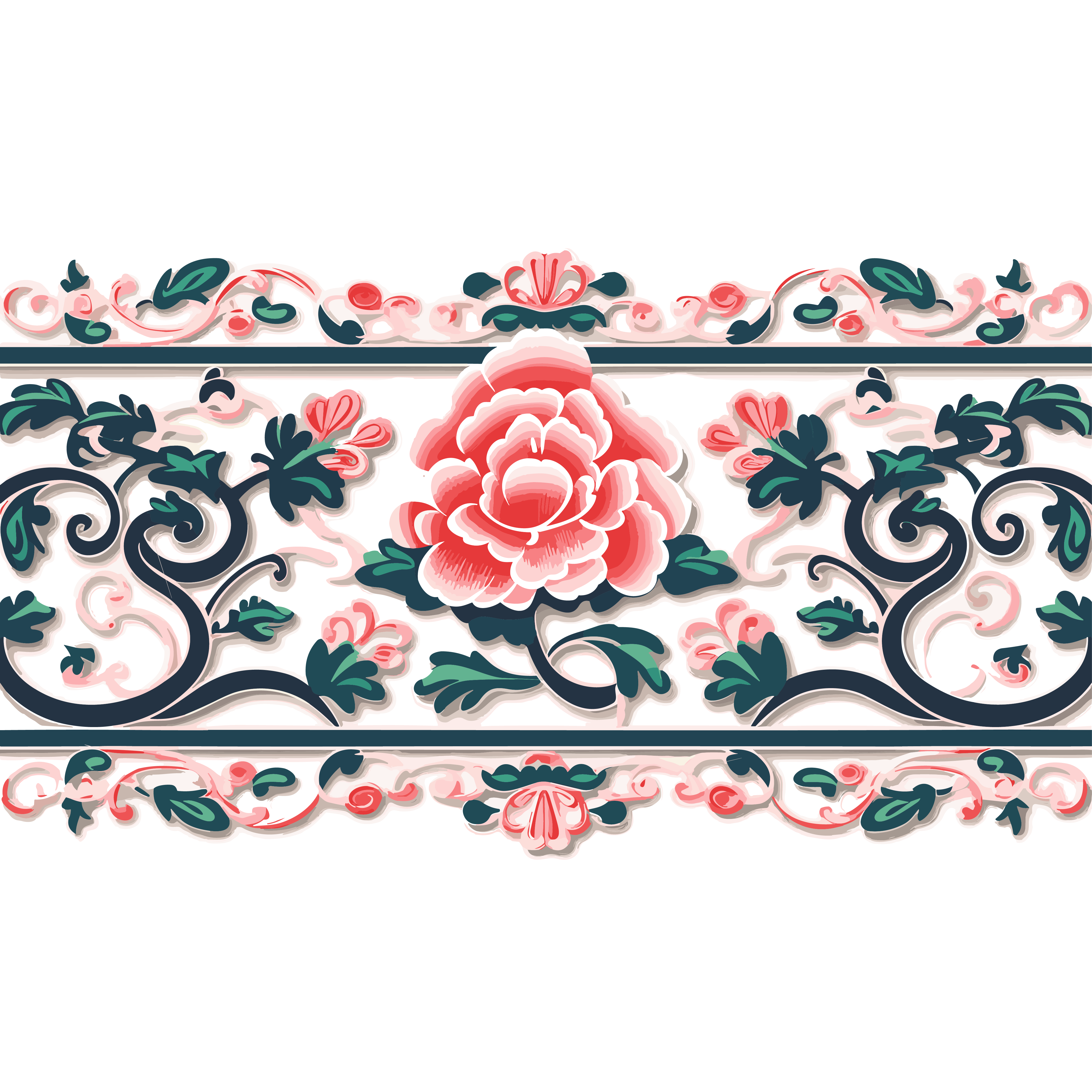 中国风花边平面插画素材