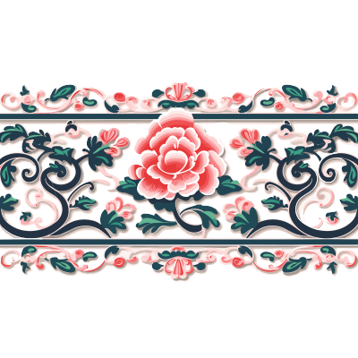中国风花边平面插画素材