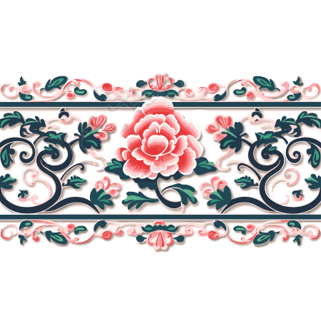 中国风花边平面插画素材