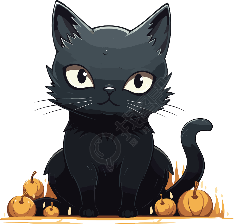 万圣节黑猫矢量插画素材
