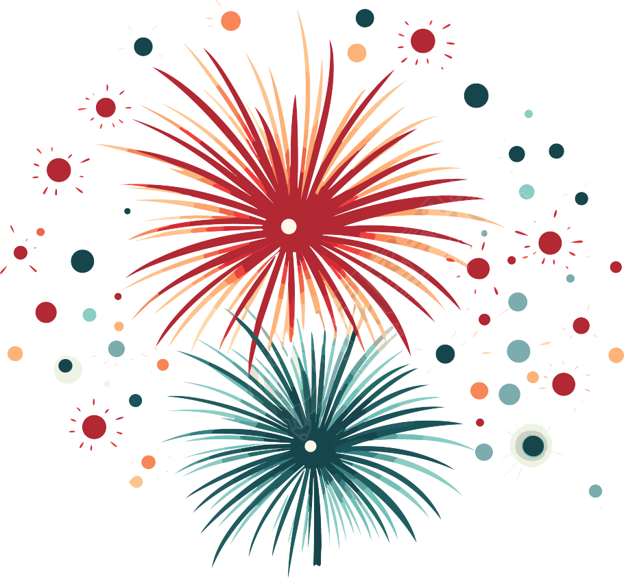 新年烟火矢量粉彩扁平插画设计