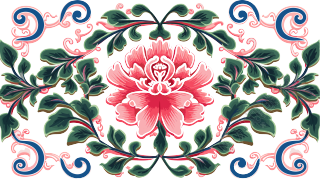 中国风矢量粉色扁平插画素材