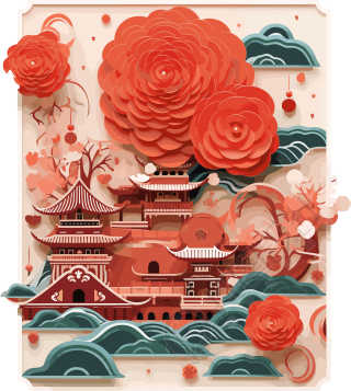 中国新年贺卡PNG插画