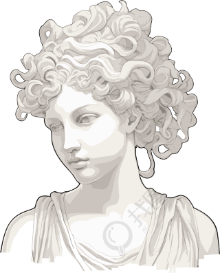 新古典雕塑风格女性头像PNG