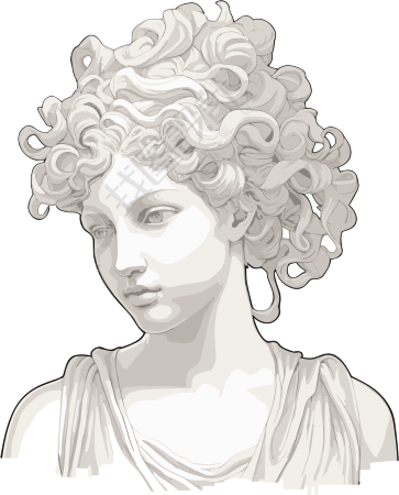 新古典雕塑风格女性头像PNG