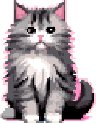 透明背景暗银浅洋红像素猫插画