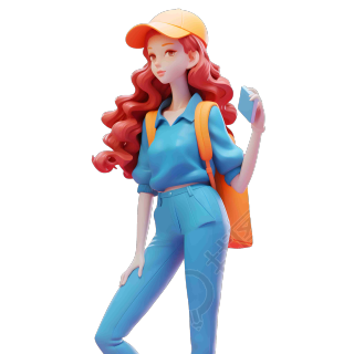 鲜艳多彩的女孩插画设计素材