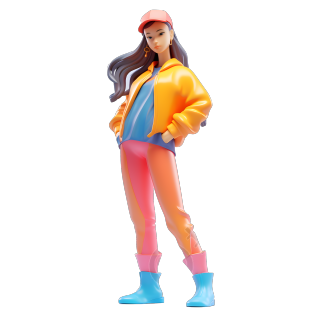 3D动画女孩角色3D渲染元素