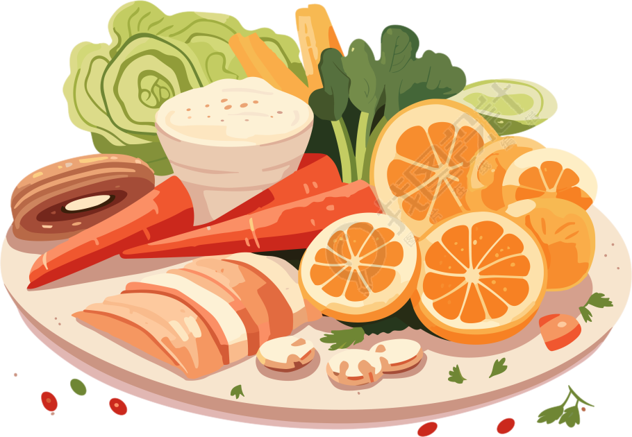 动态插画：健康美食和菜肴素材