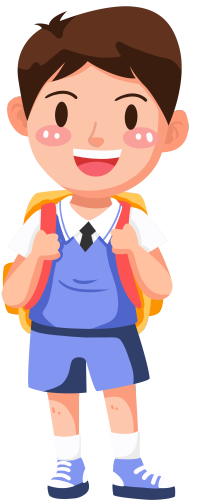 背着书包开心上学的学生手绘商用插画