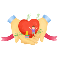 透明背景手捧爱心公益助学插画元素