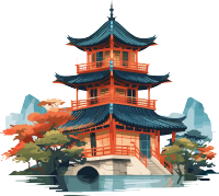 中国风中式亭子矢量插画