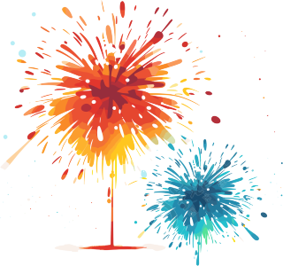 透明背景绚烂烟花插画设计