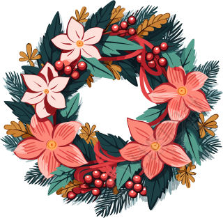 圣诞花环矢量插画元素