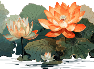 中国风荷花插画