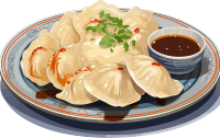 透明背景的矢量插画平面样式饺子图