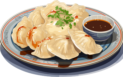 透明背景的矢量插画平面样式饺子图