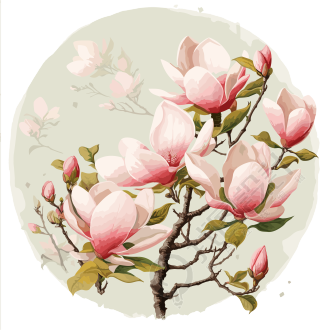 中国风牡丹花瓣插画
