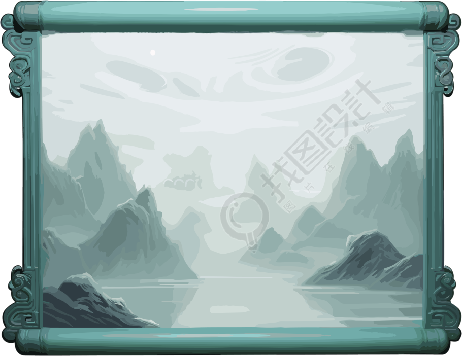 龙卷轴山景艺术插图