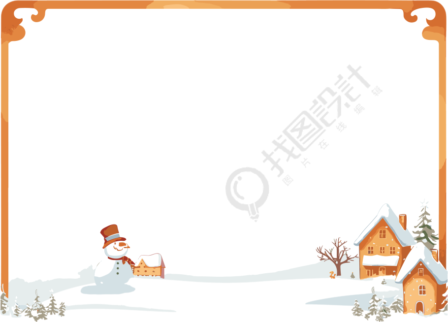 雪人与房屋的圣诞节白色琥珀色网站背景