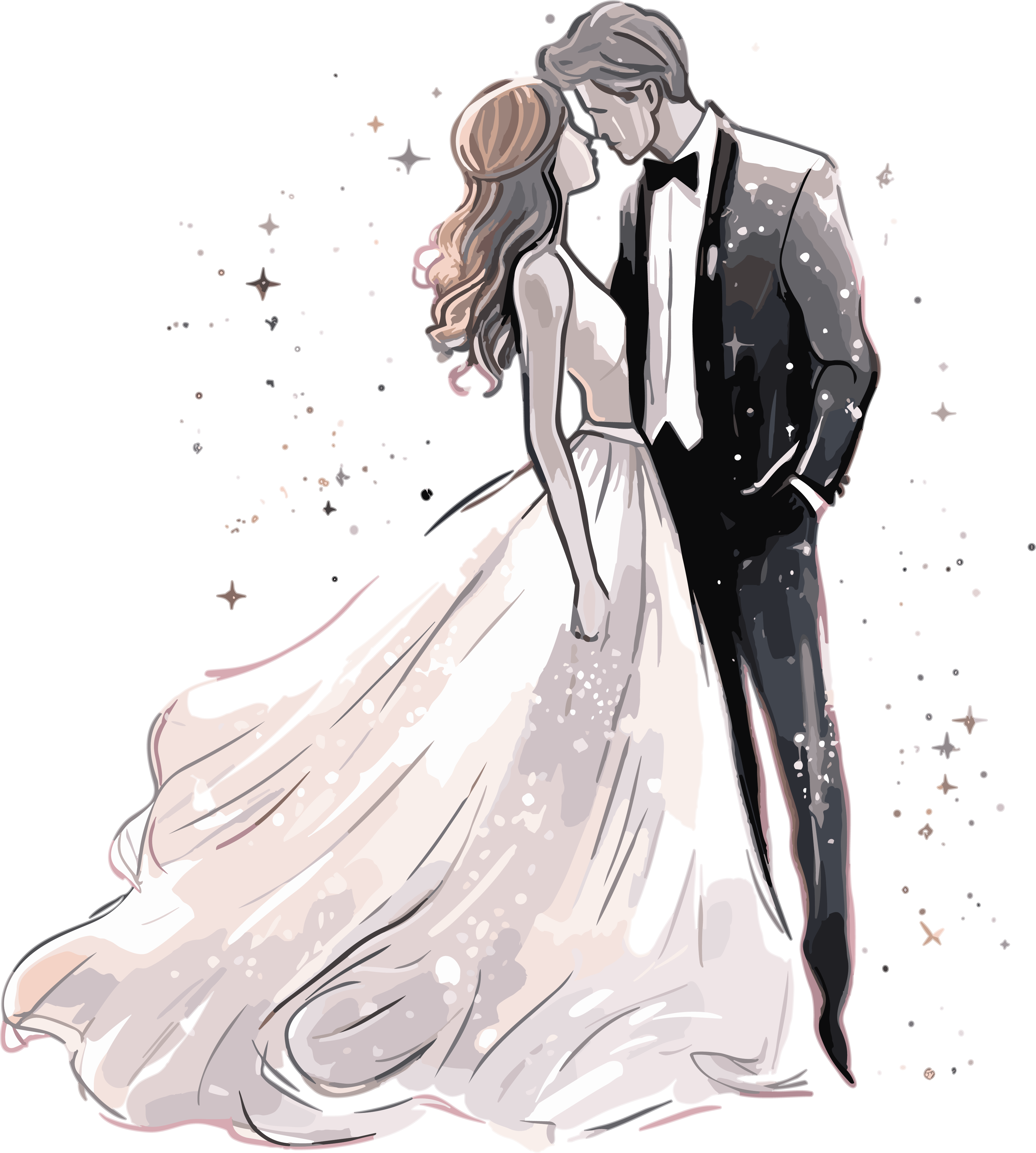 金光闪闪的浪漫婚礼插画素材