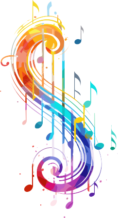 彩色渐变音符透明背景素材