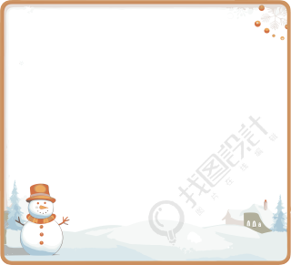 圣诞雪人与房屋免费素材