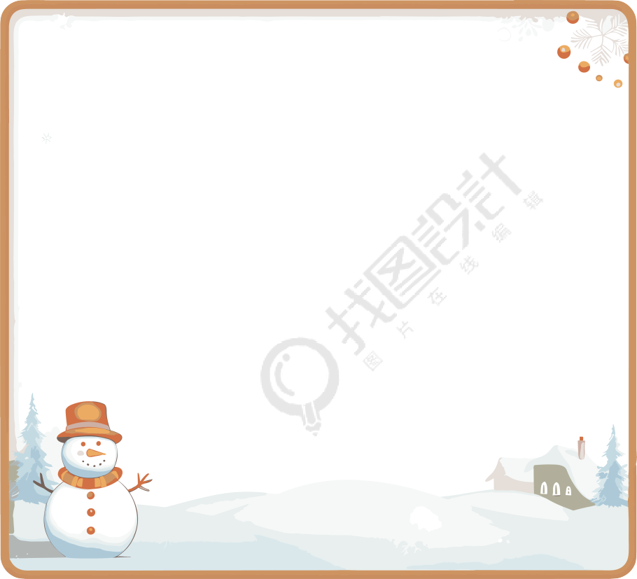 圣诞雪人与房屋免费素材