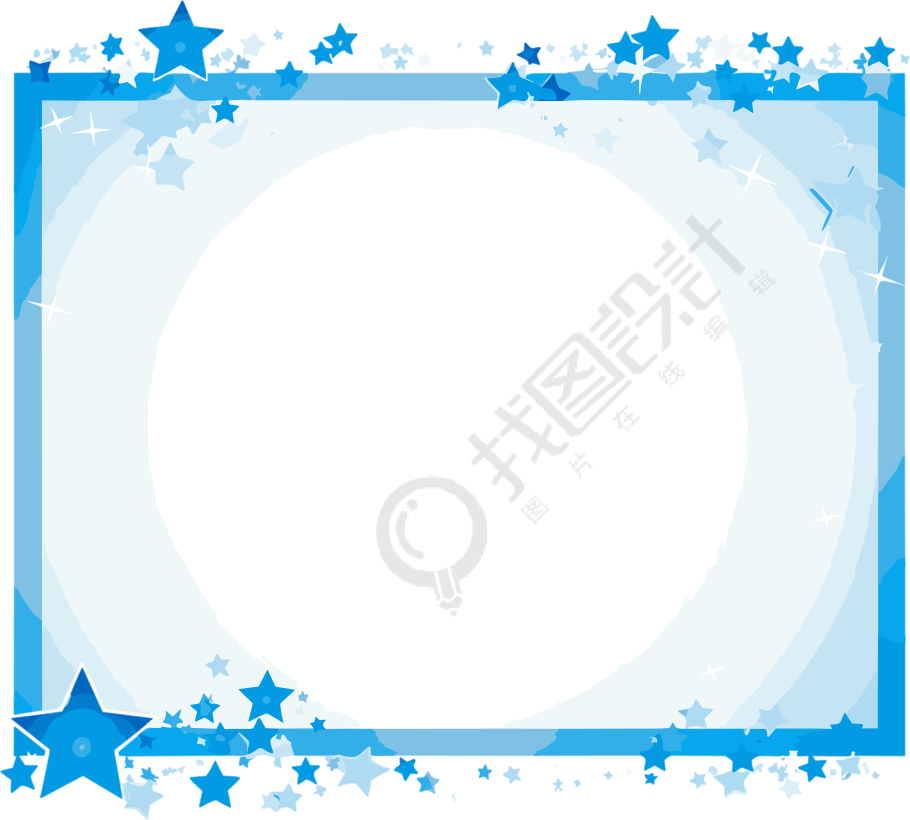 创意设计元素蓝色边框PNG图形素材