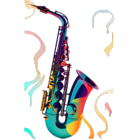 高清图形素材白底彩色萨克斯管插画